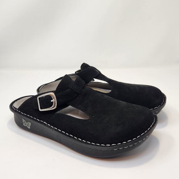 Alegria La Dee Dottie Classic Clog Women Size 41 US 10 Black Suede Slip On Shoes - Picture 1 of 10